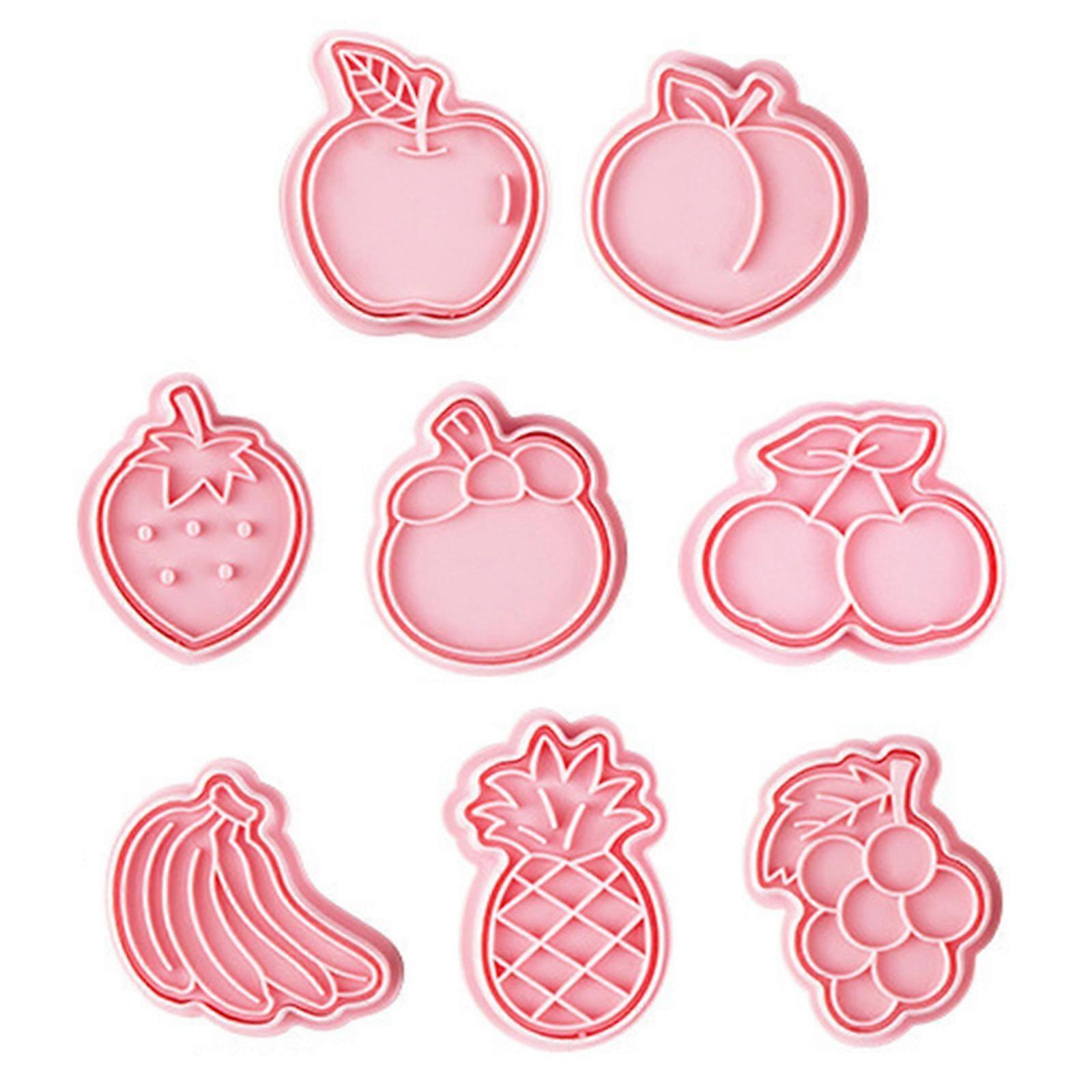 8 Pcs  Fruit Biscuits Shape Cookie Cutters And Stamper Cartoon Bakeware Tools PK