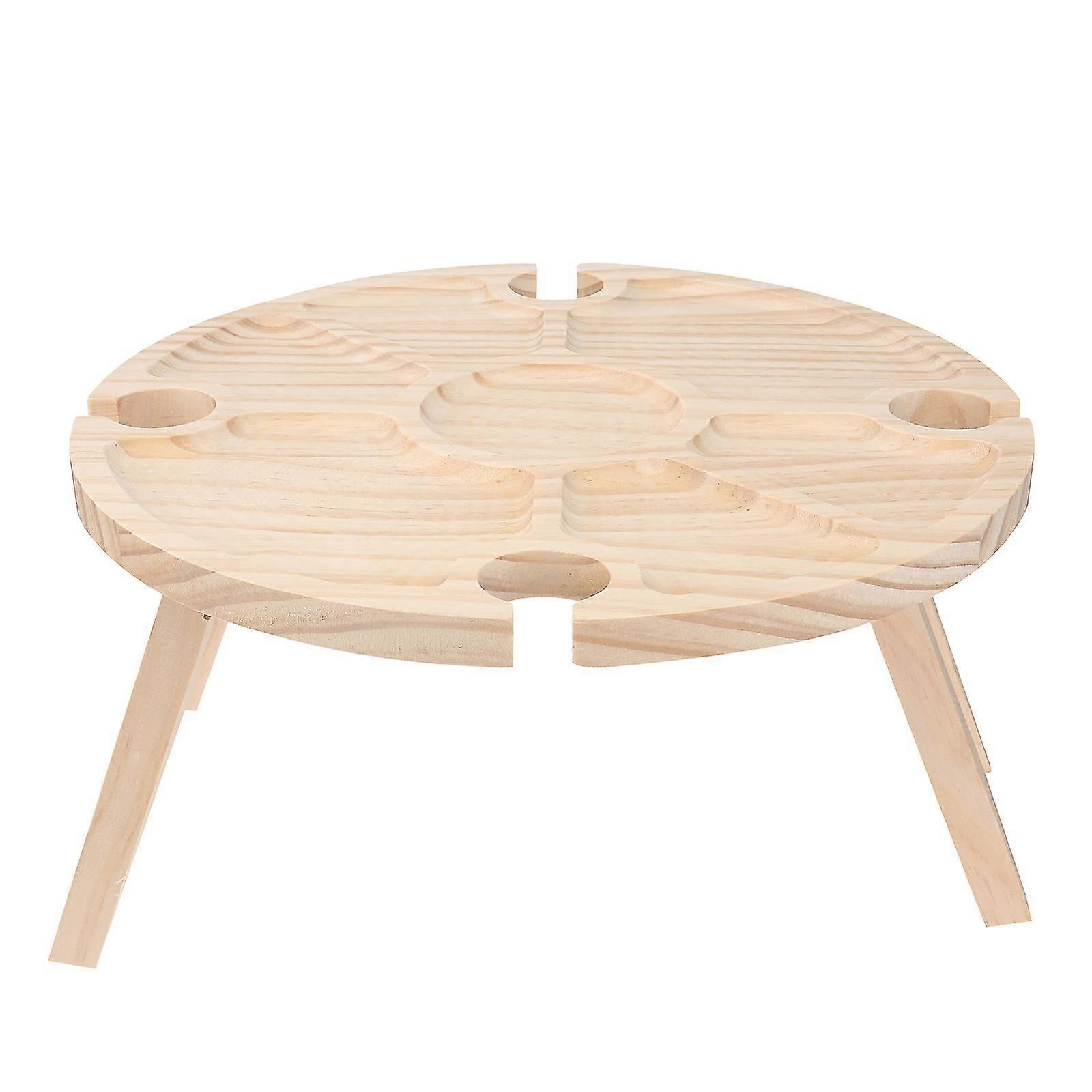 1pc Outdoor Folding Wine Table Portable Collapsible Picnic Table Khaki