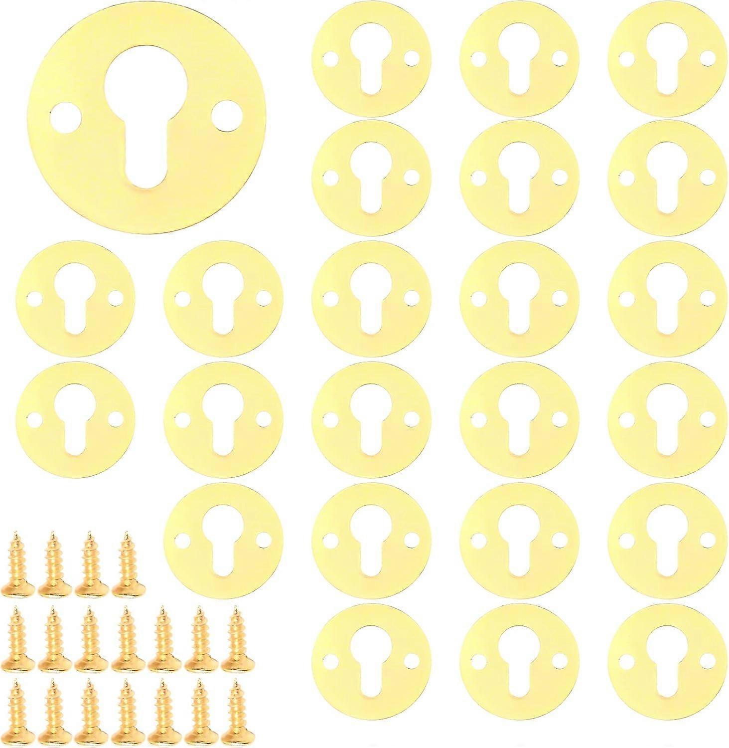 60Sets Iron Frame Hanging with Screws Electrophoresis Golden Metal Picture Hangers 25mm Round Keyhole Shelf Brackets for Picture Frame Shelf Mirror