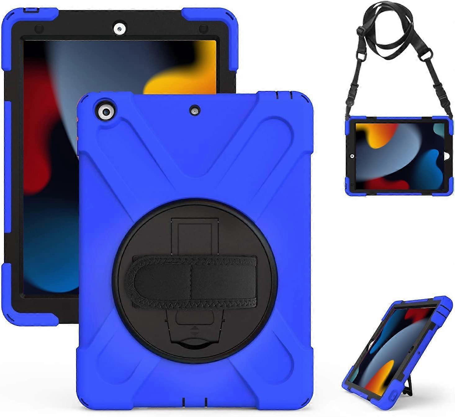 iPad 10.2" Shockproof Case, iPad 9th/8th/7th Generation, Rugged Case with Stylus Holder, Swivel Stand, Shoulder Strap and Wrist Strap, Heavy Duty Cove