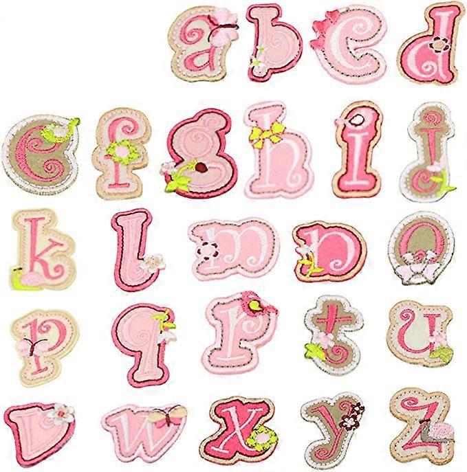 Pink ironing patch letters 26 pieces A-Z letter patch animal shape DIY pattern ironing or stitching patch jeans jacket backpack application