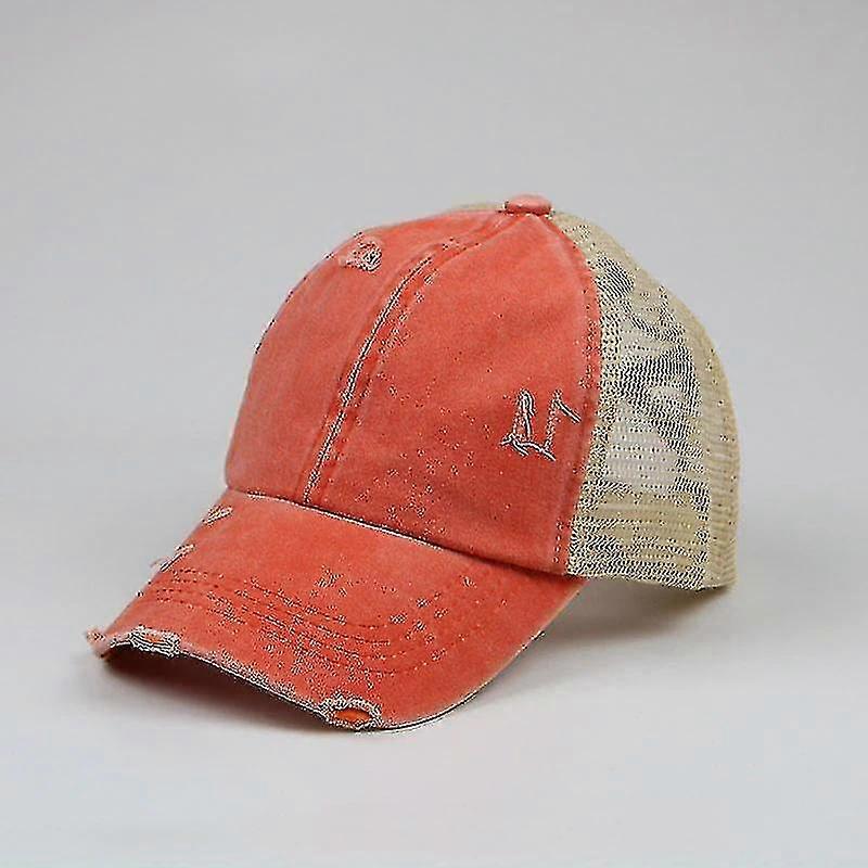 Cross Ponytail Baseball Cap Hole Breathable Mesh Cap