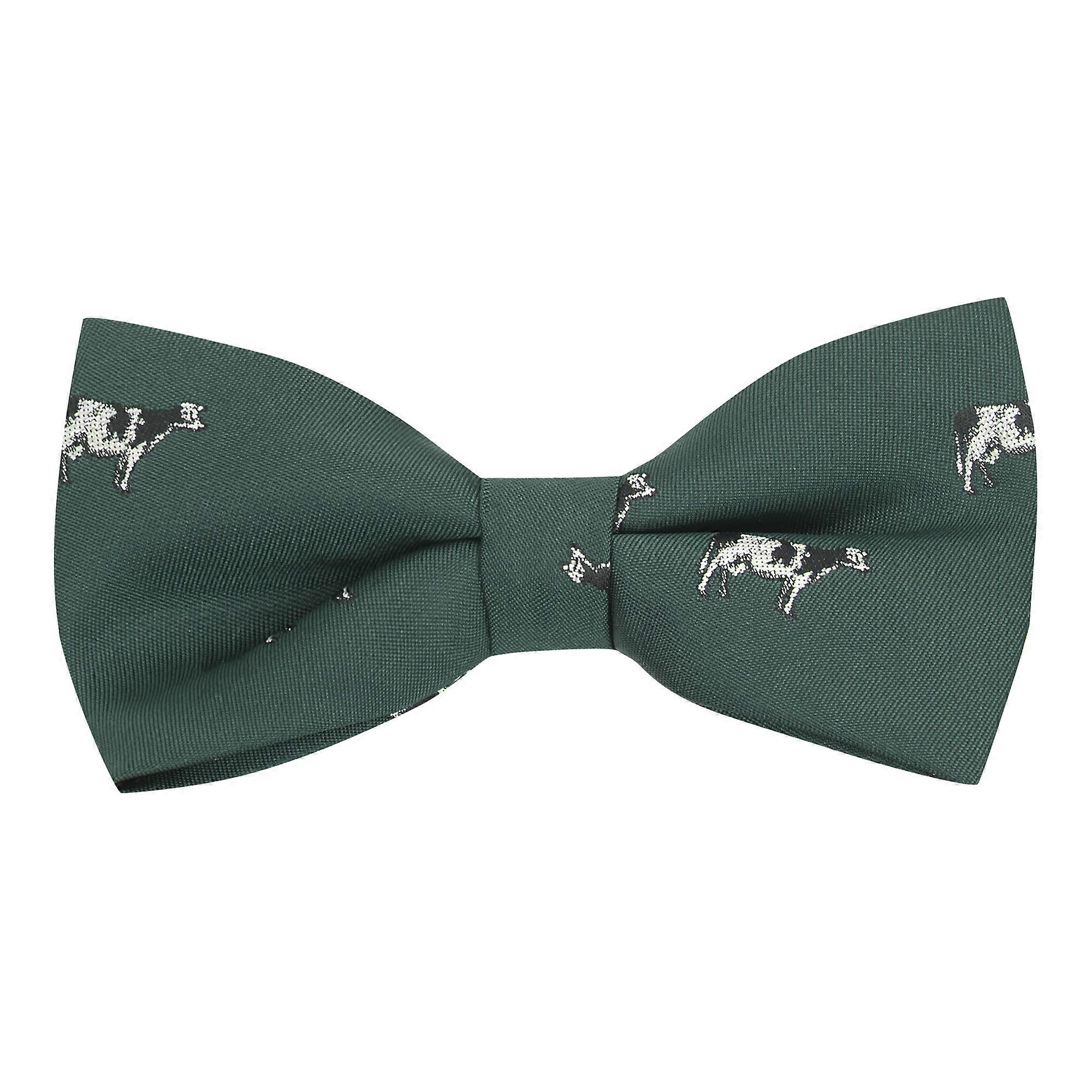 Dark Green Cow Embroidered Bow Tie