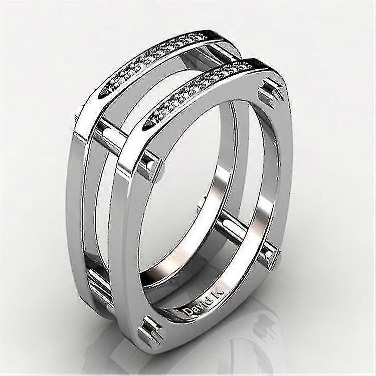 Punk Style Versilberter Point Diamond Double Ring - Modischer versilberter Point Diamond Double Ring