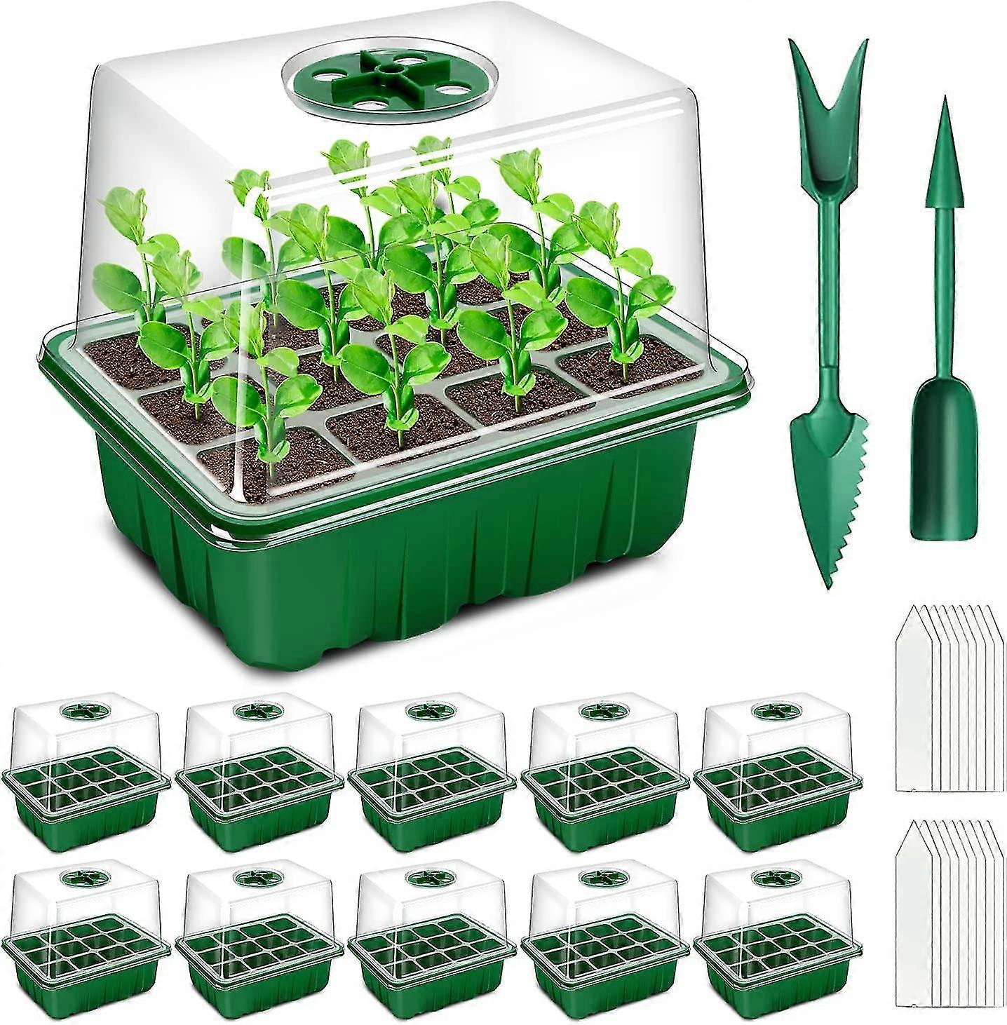 Seed Starter Tray, 10 Pack 120 Cells Thicken Seed Starting Trays Kit