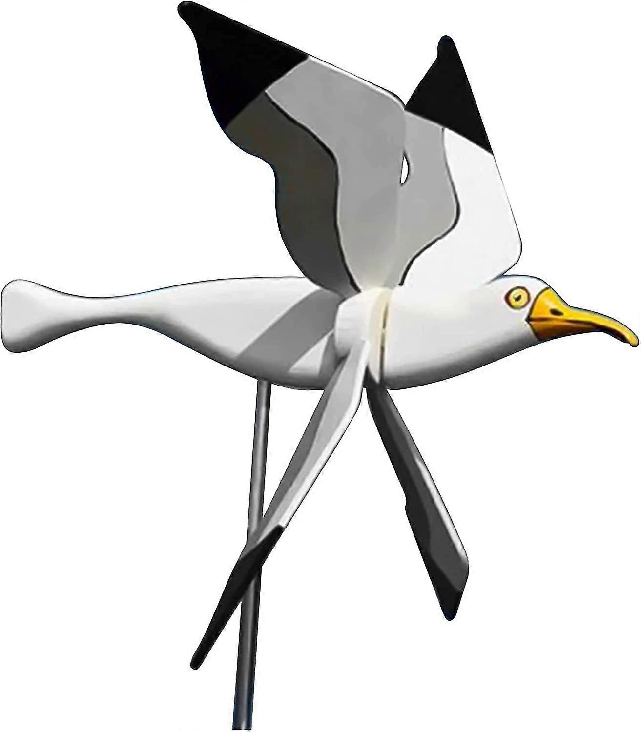 Moulin à vent de jardin en résine, mouette blanche avec ailes filantes Girouette animale, décoration de spinner à vent 3d pour pelouse