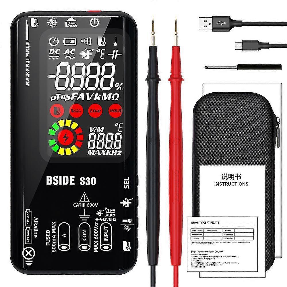 Bside 4in1 Digital Multimeter Infrared Thermometer Electric Test Pen Circuit Analyzer Detector 3.5inch Lcd Color Display Handheld Multimeter True Rms