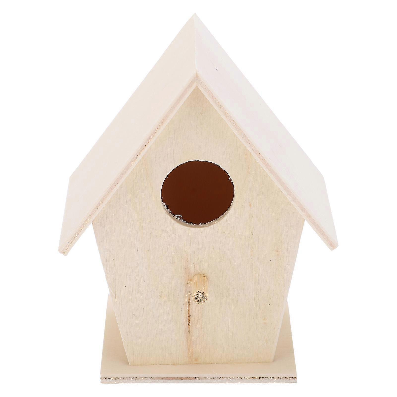 Wooden Hanging Bird House DIY Bird Feeder for Indoor and Garden Decorations - Single Layer, No. 3
