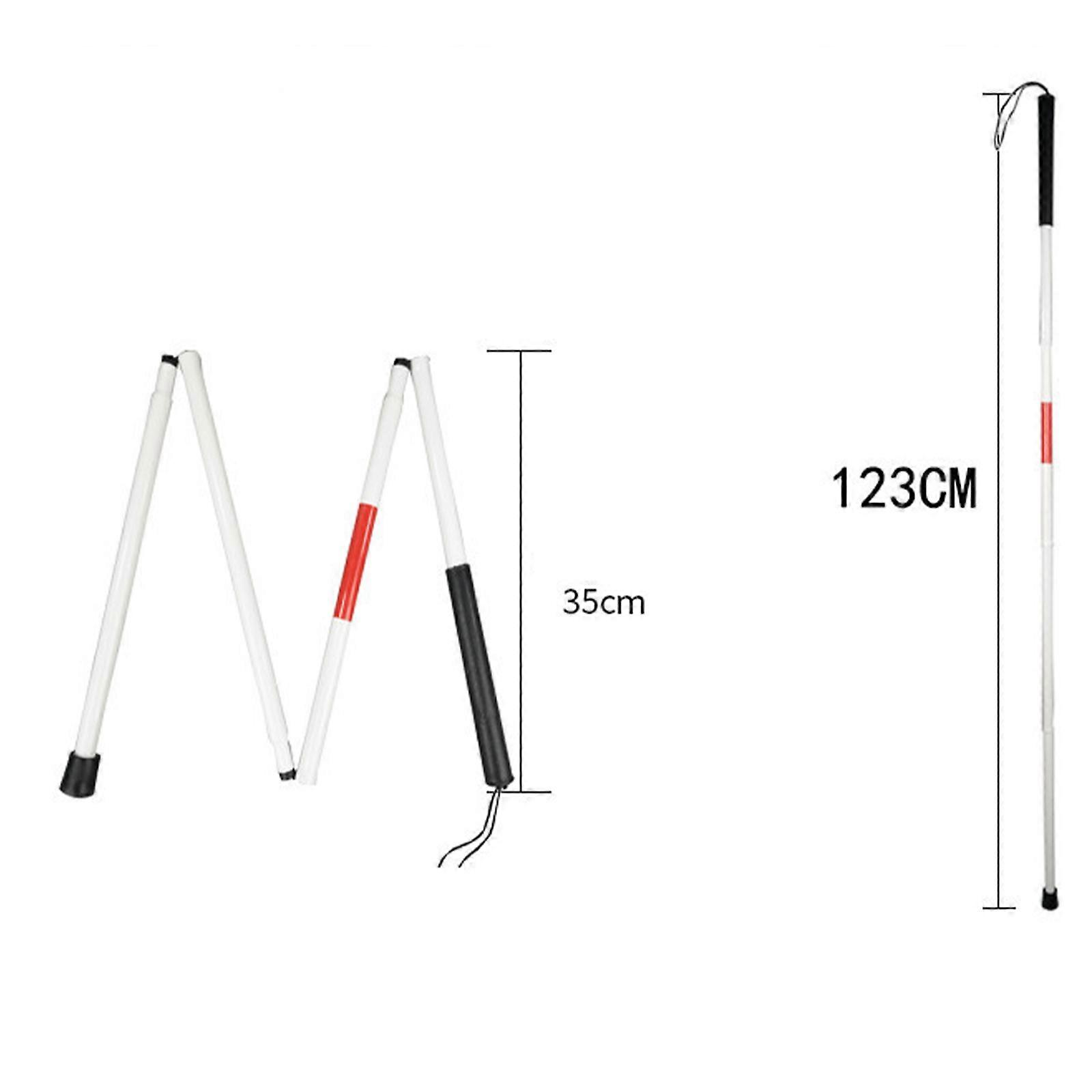 Folding Blind Cane for The Blind and Visually Impaired People, Walking Stick with Red Reflective Tape, Collapsible Non-Slip Aluminum Cane