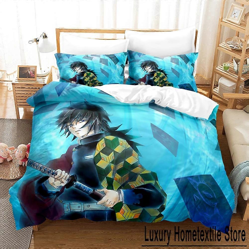 o1154 Lençóis Moda Demon Slayer Conjuntos de Cama Conjunto de Capa de Edredão Com Fronha Roupa de Cama Completa Lençóis personalizáveis fVV1154