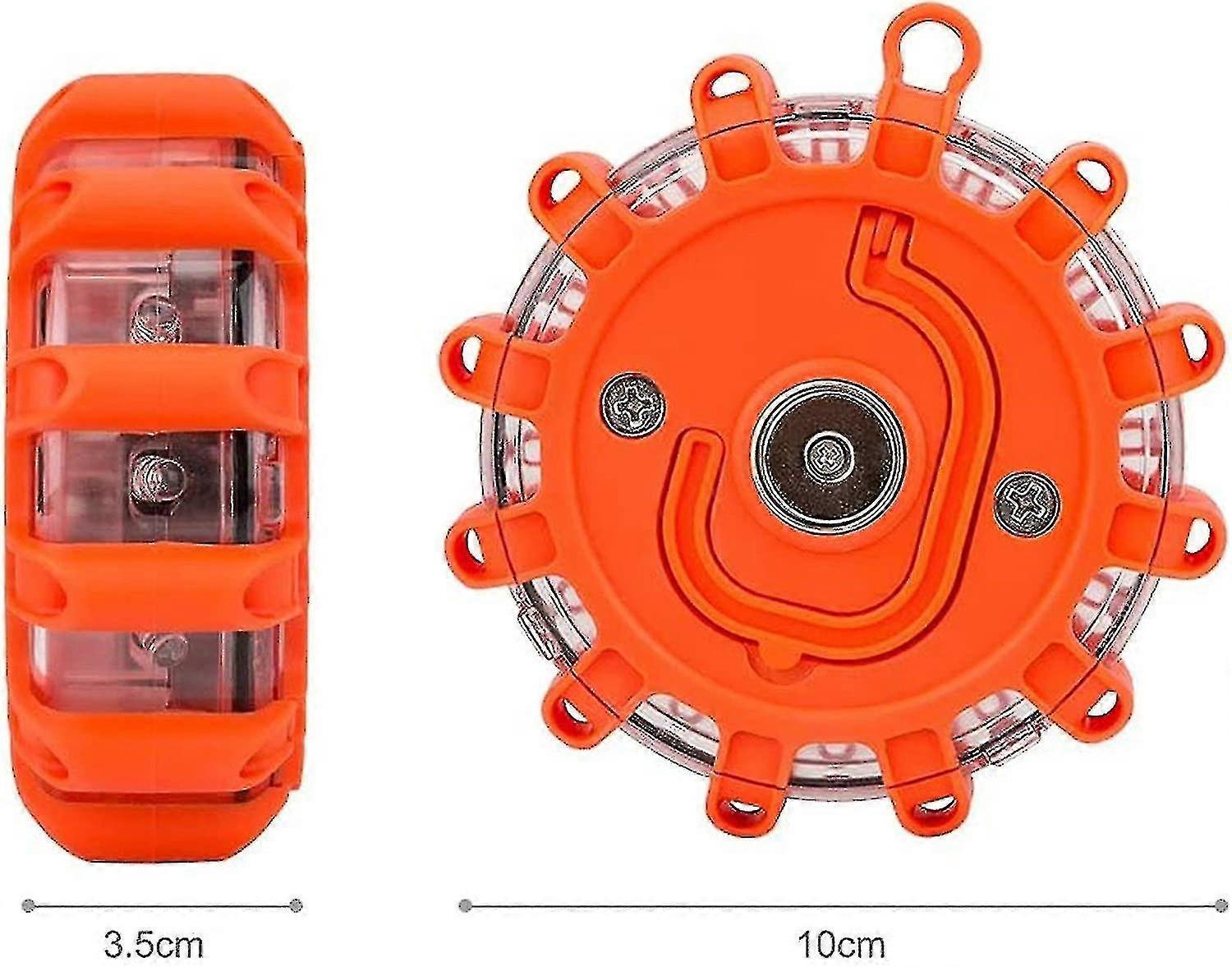 3-pack Led Roadside Safety Beacon Flashing Warning Light With Magnetic Base (battery Not Included)