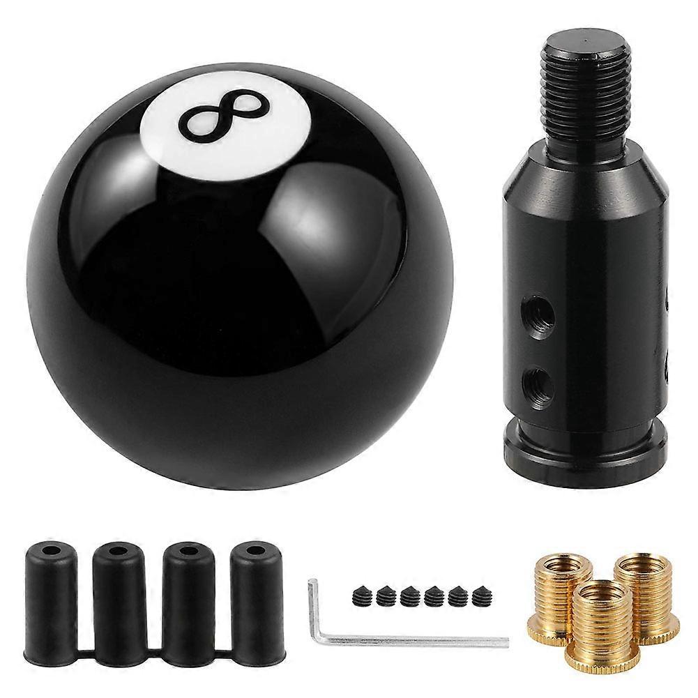 Drivetrain Parts Ball Shift Knob, Billiard Black Round Shifter Knob, Manual Gear Shift Knob with Adapter for Non-Threaded Shift Knob