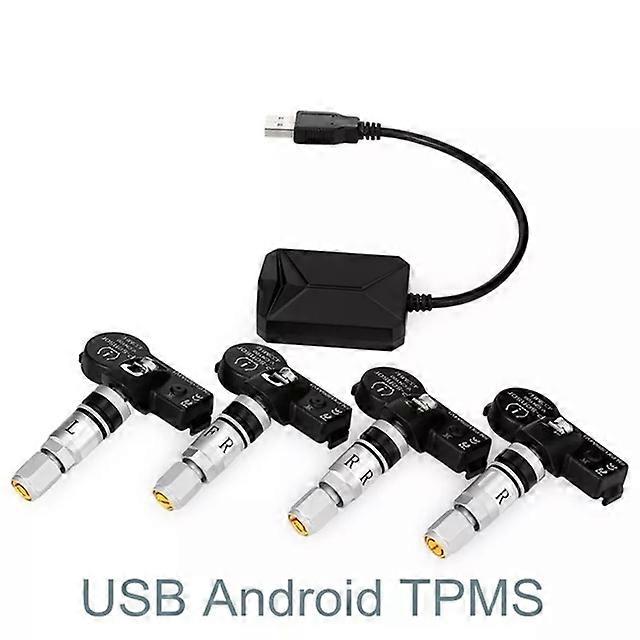 USB TPMS Car Tire Pressure Monitoring System for Android DVD Player with 4 Internal  Sensors Auto Security Alarm Accessories