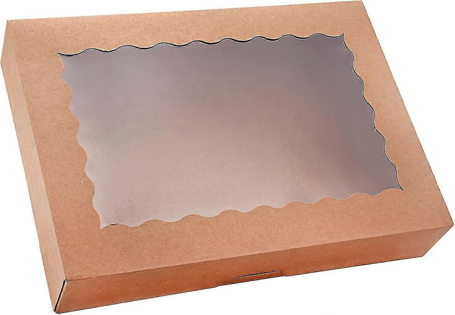 20-pack Bakery Boxes With Window, 12" X 8" X 2.5" Cookie Boxes, Treat Boxes, Large Donut Boxes For Muffins And Pastries (brown)