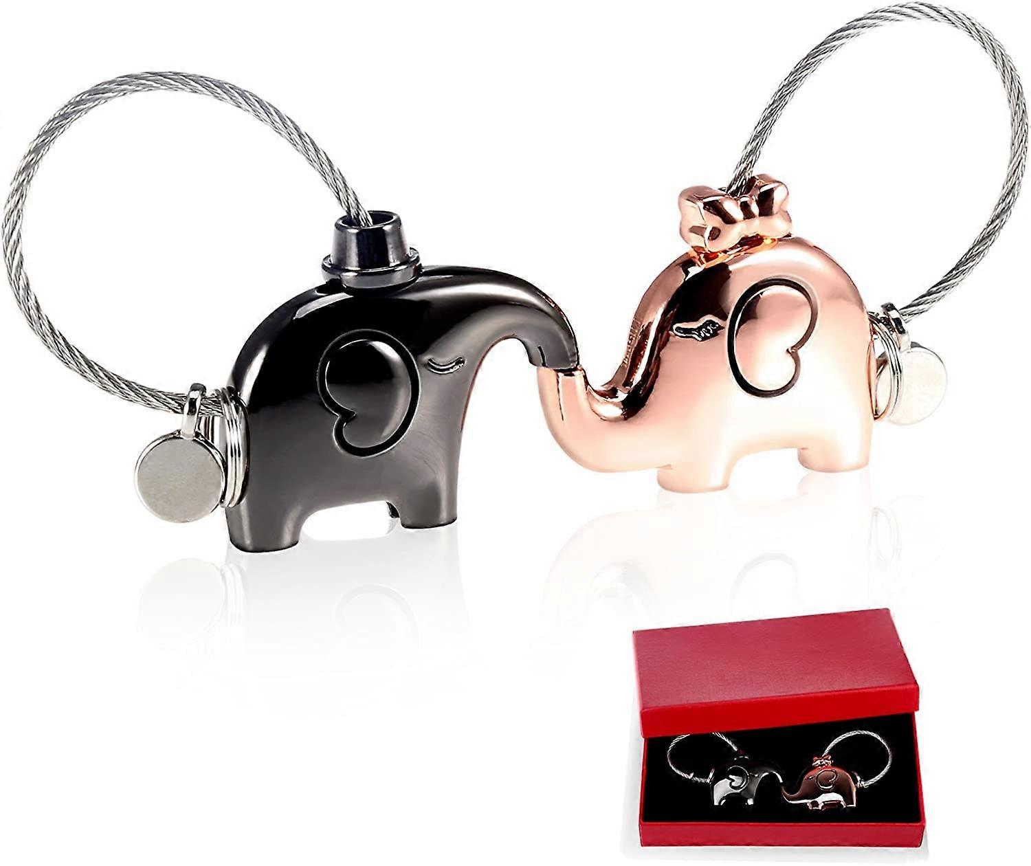 Dww-Une paire de porte-cls objet lphant en mtal, porte-cls joli petit cadeau