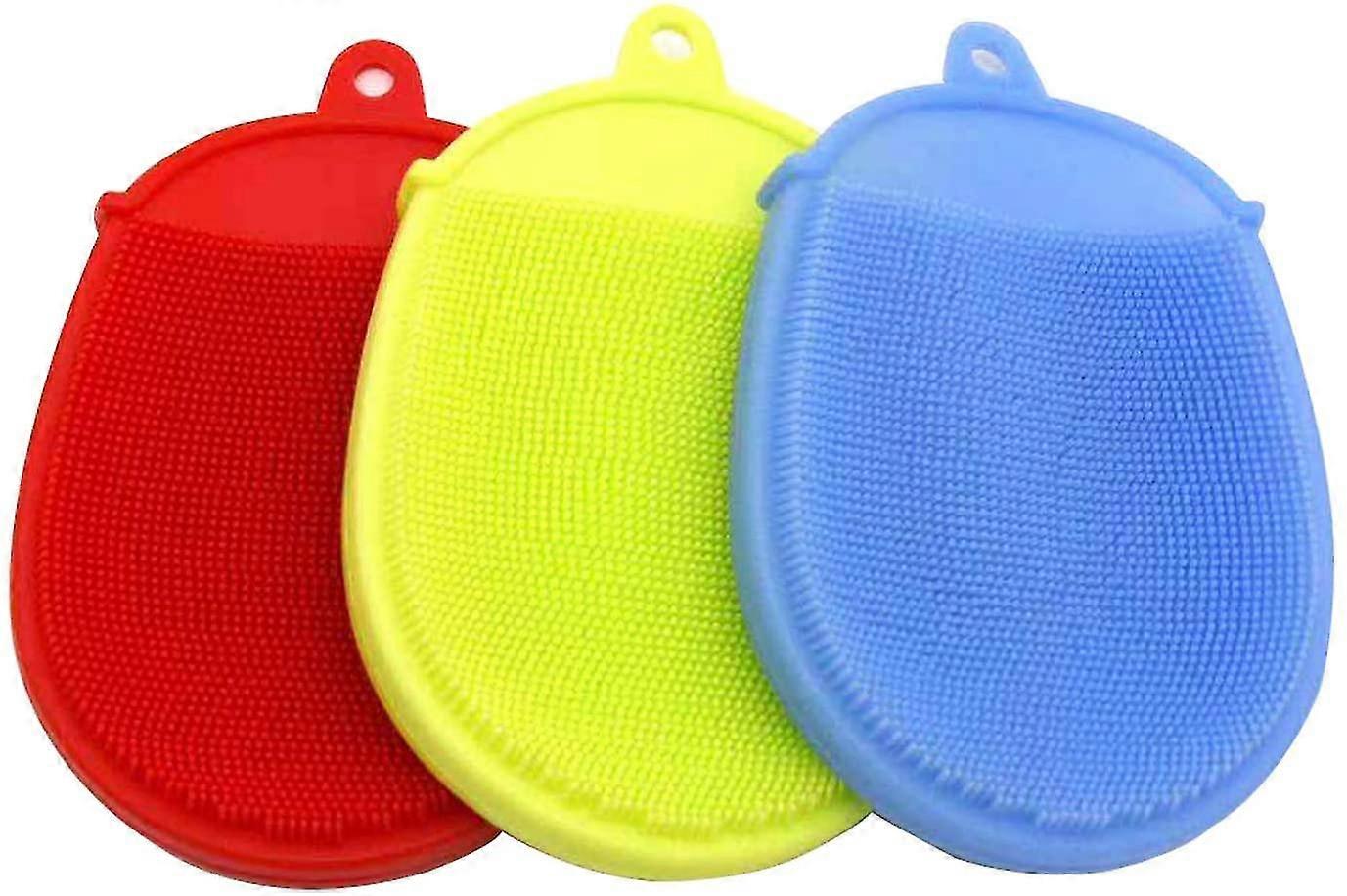 3pcs Silicone Sponge Kitchen Household Multifunctional Silicone Dish Sponge Reusable