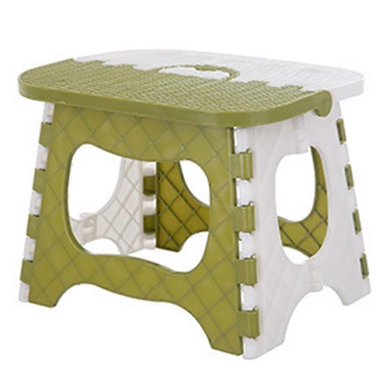 Plastic Folding Stool Thickening Chair Portable Home Furniture Children Convenient Dining Stool-Green + White