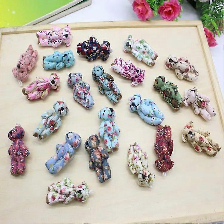 50PCS 4cm 미니 꽃 천 박제 관절 테디 베어 인형 DIY 크리에이티브 핸드메이드 곰 장식 액세서리, 아이 곰 선물 장난감
