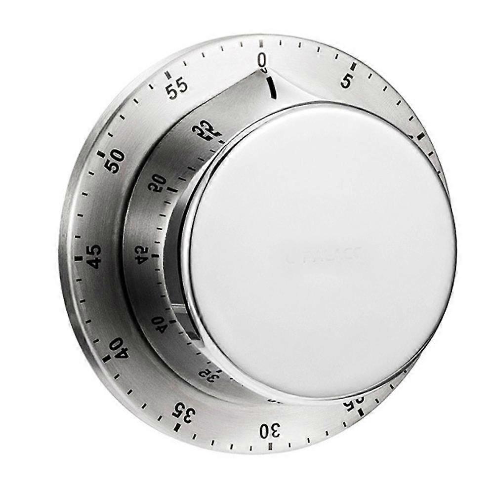 Kitchen Timer, Chef Cooking Timer Clock With Loud Alarm, No Batteries Required, 100% Mechanical-Silver