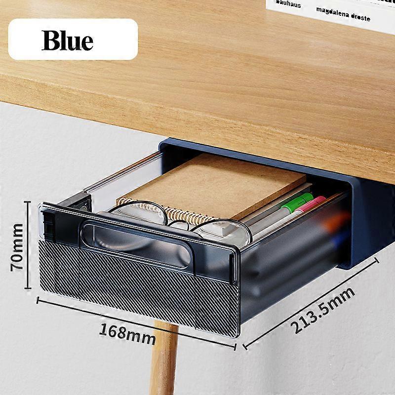 Eary Under Desk Drawer Organizer No-Punch Strong Sticky Under Table Hidden Storage Box W/ Induction Night Light Grocery Storage