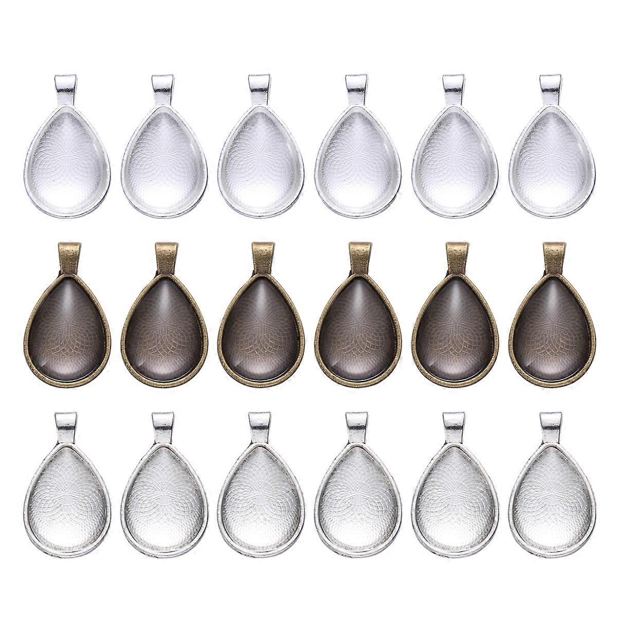 36 Pcs Collier Ensembles Vierges Lunette Plateaux Patch en verre Pendentif en métal Réglage Base Drop Pendentif Set