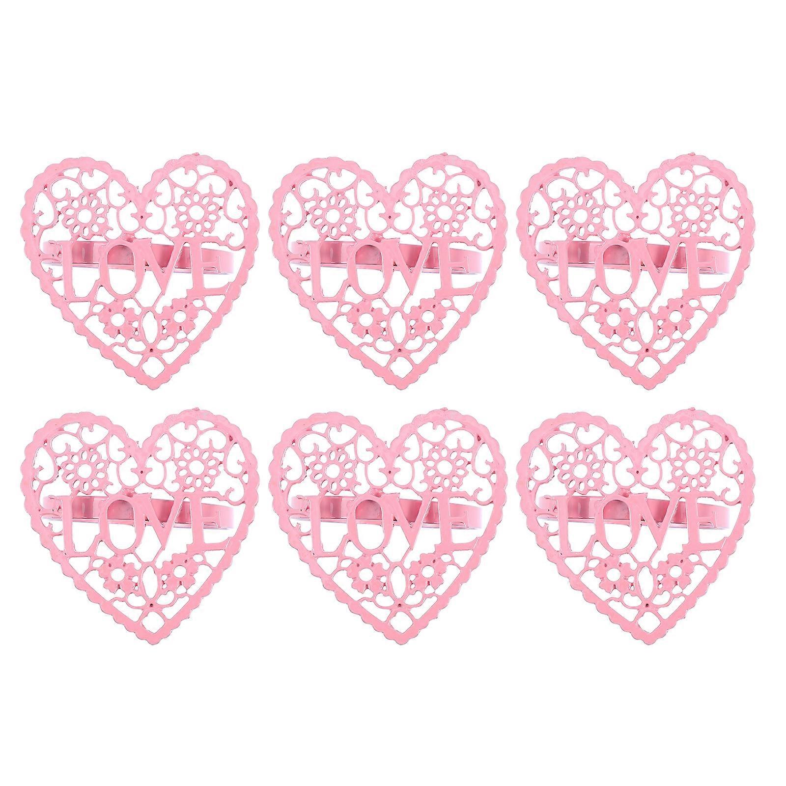 6 Pcs Napkin Buckles Elegant Napkin Clasps Hollow Out Heart Shape Napkin Adorns