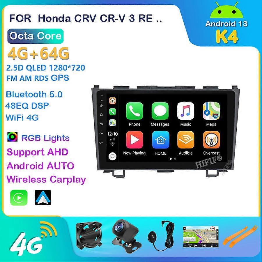 Car Radio Multimedia Player 2 din 9" Android 13 Auto Radio navigation Carplay for Honda CRV CR-V 2006-2011 stereo wifi navi gps