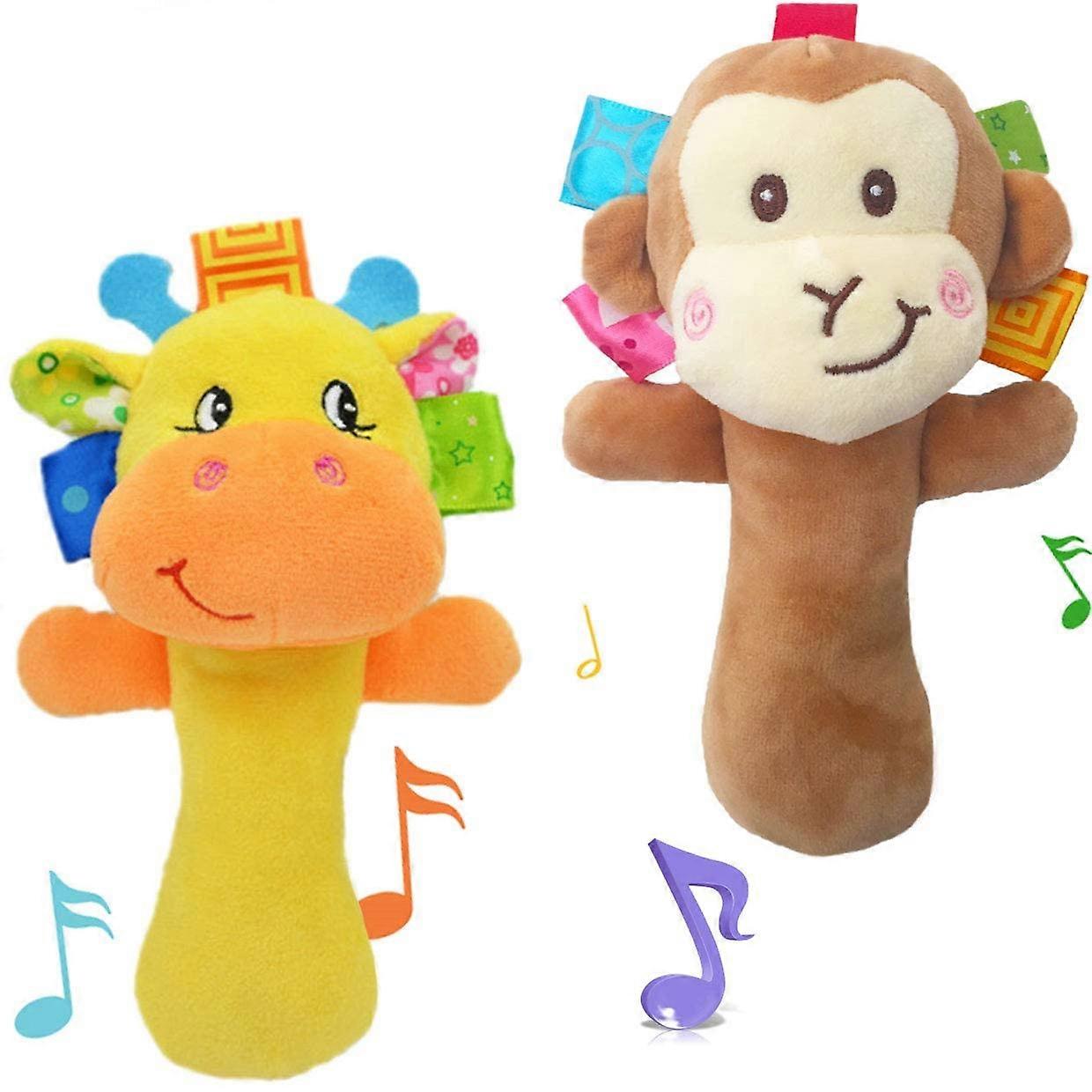 אנימציה חיה ממולאת תינוק רך קטיפה יד רעשן חריקת מקלות לפעוטות (A-5-F6)