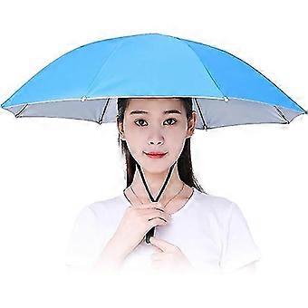Regenschirmhut, 69 cm Freisprech-Regenschirmkappe für Erwachsene und Kinder, UV-Schutz wasserdicht faltbar für Camping Golf Sonnenschutz-Blau