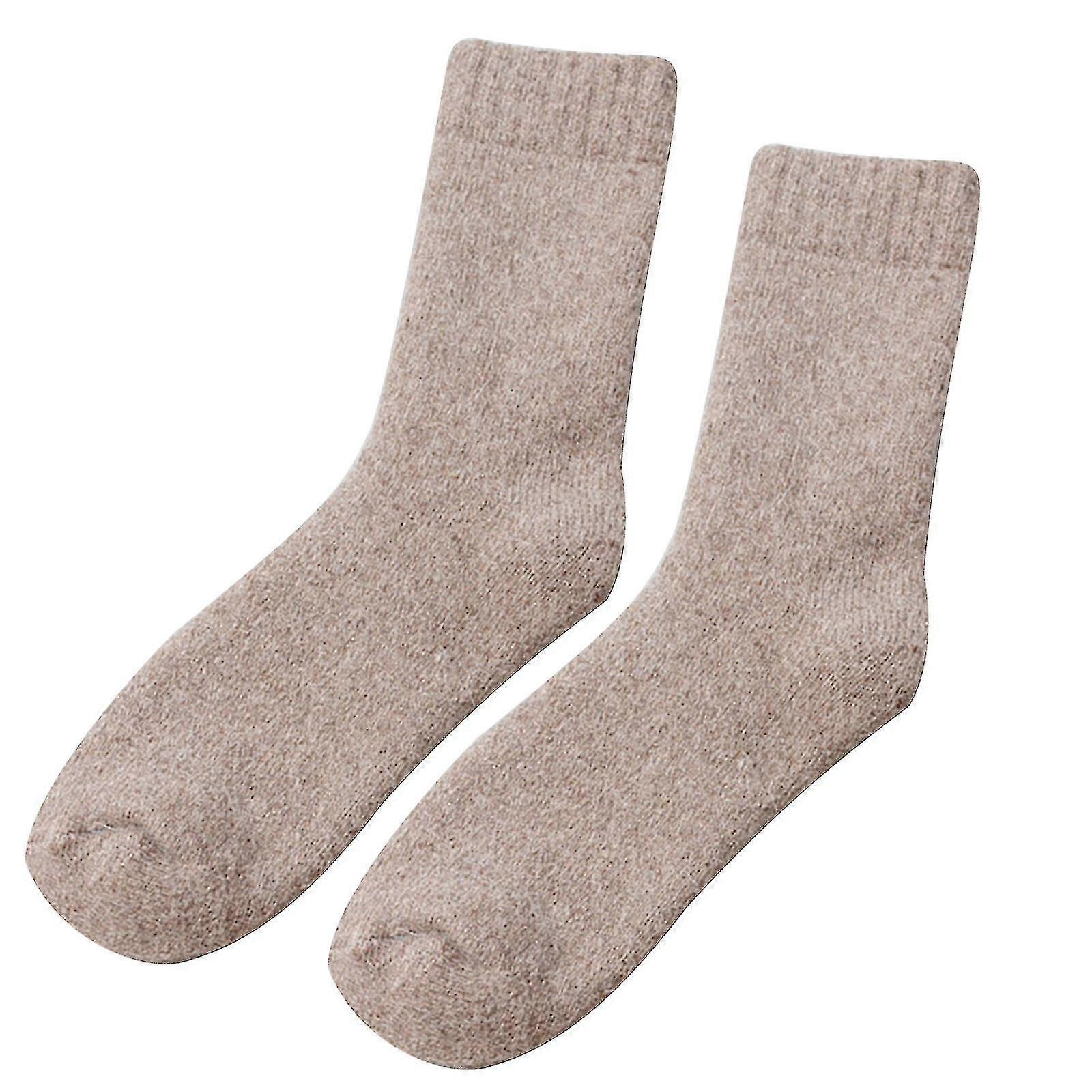 Winter Super Thick Plus Fleece Wool Socks Men's Warm Wool Socks Solid Color Sock