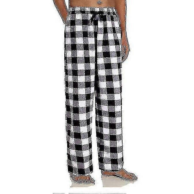 מכנסי פיג'מה לגברים עם כיסים, מכנסי שינה פיג'מת פלנל רכה לגברים S202412241018