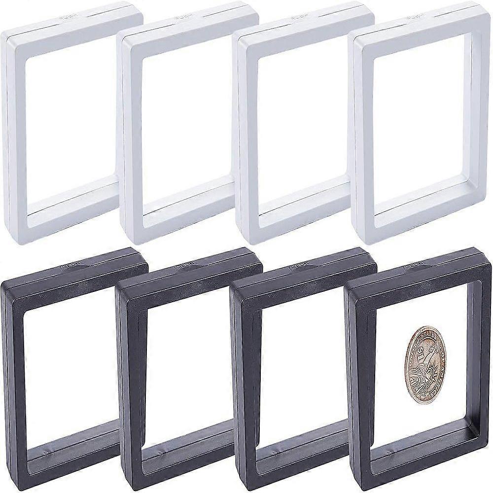 8 Pcs 3D Floating Display Case Display Stand Holder Suspension Frame for Jewelry Ring Challenge Coin Championship Badage 9x9x2cm