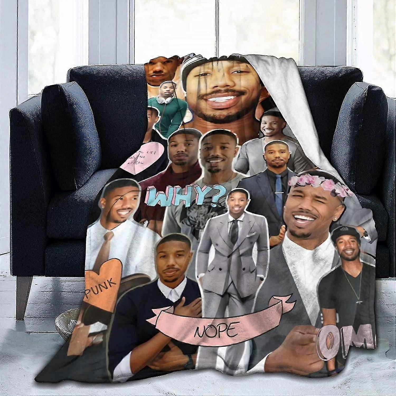 مايكل ب. جوردان إريك ستيفنز لينة ومريحة بطانية الصوف الدافئة لأريكة، مكتب سرير سيارة معسكر الأريكة دافئ رقيق أفخم رمي البطانيات شاطئ بلان