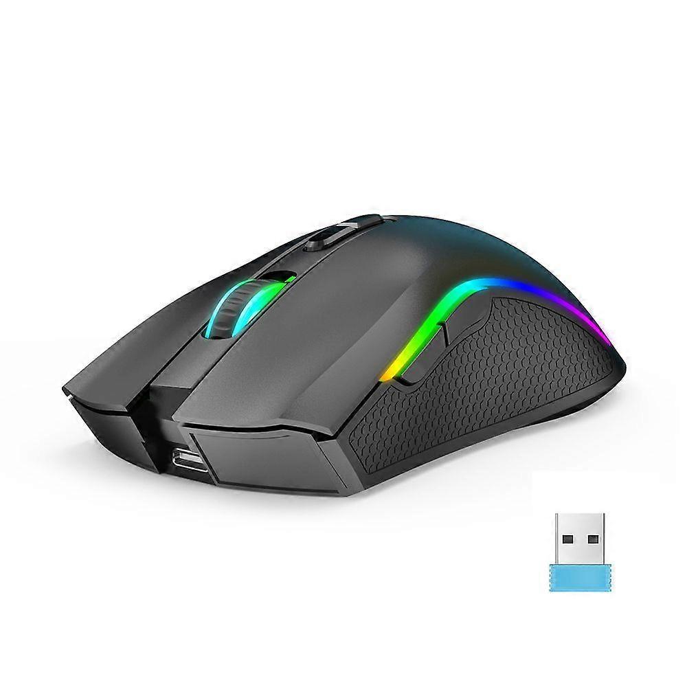 T69 2.4GHz Wireless Mouse RGB 7 Buttons Ergonomic Lightweight Type-C Rechargeable Universal Cordless Computer Gaming Mouse PC Accessories