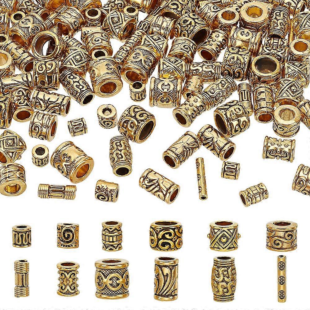 1套 120片 10种藏式合金珠子套装 柱 古董金 5~12mm 10片/款