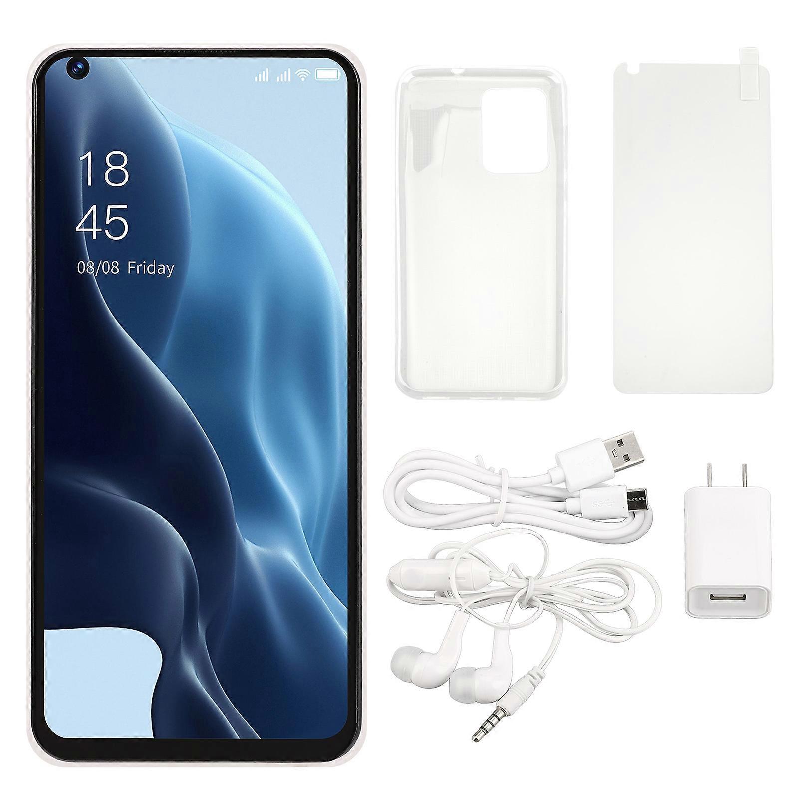 6.82" HD IPS Smartphone - 4GB+64GB, Dual SIM, Face Unlock, Android 11, White US Plug