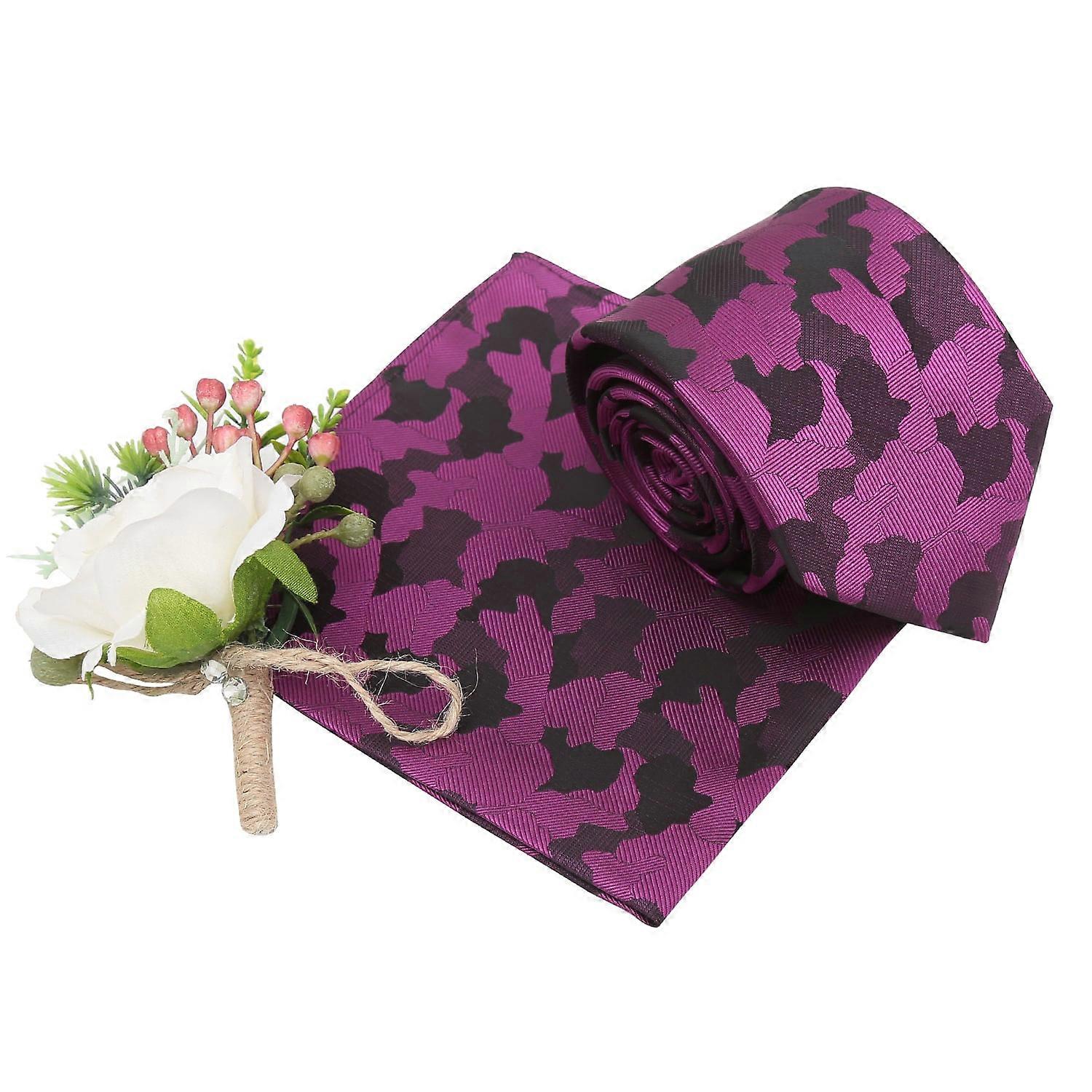 Purple Camouflage Tie and Pocket Square Set