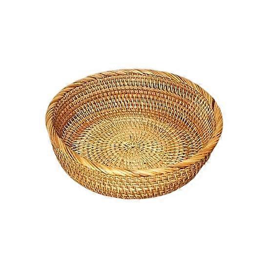 Rattan Storage Basket Round Serving Organizer Baskets for Living Room Handwoven Fruit Bowl