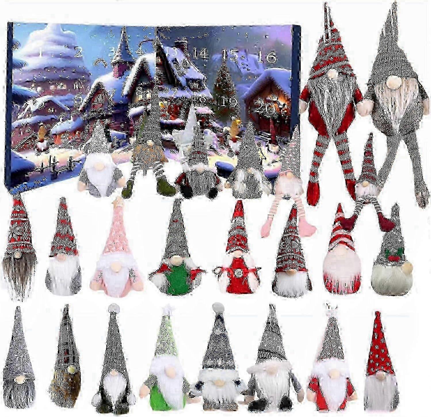 2024 Gnome Countdown Adventní kalendář s 24 kusy dekorativních panenek trpaslíků