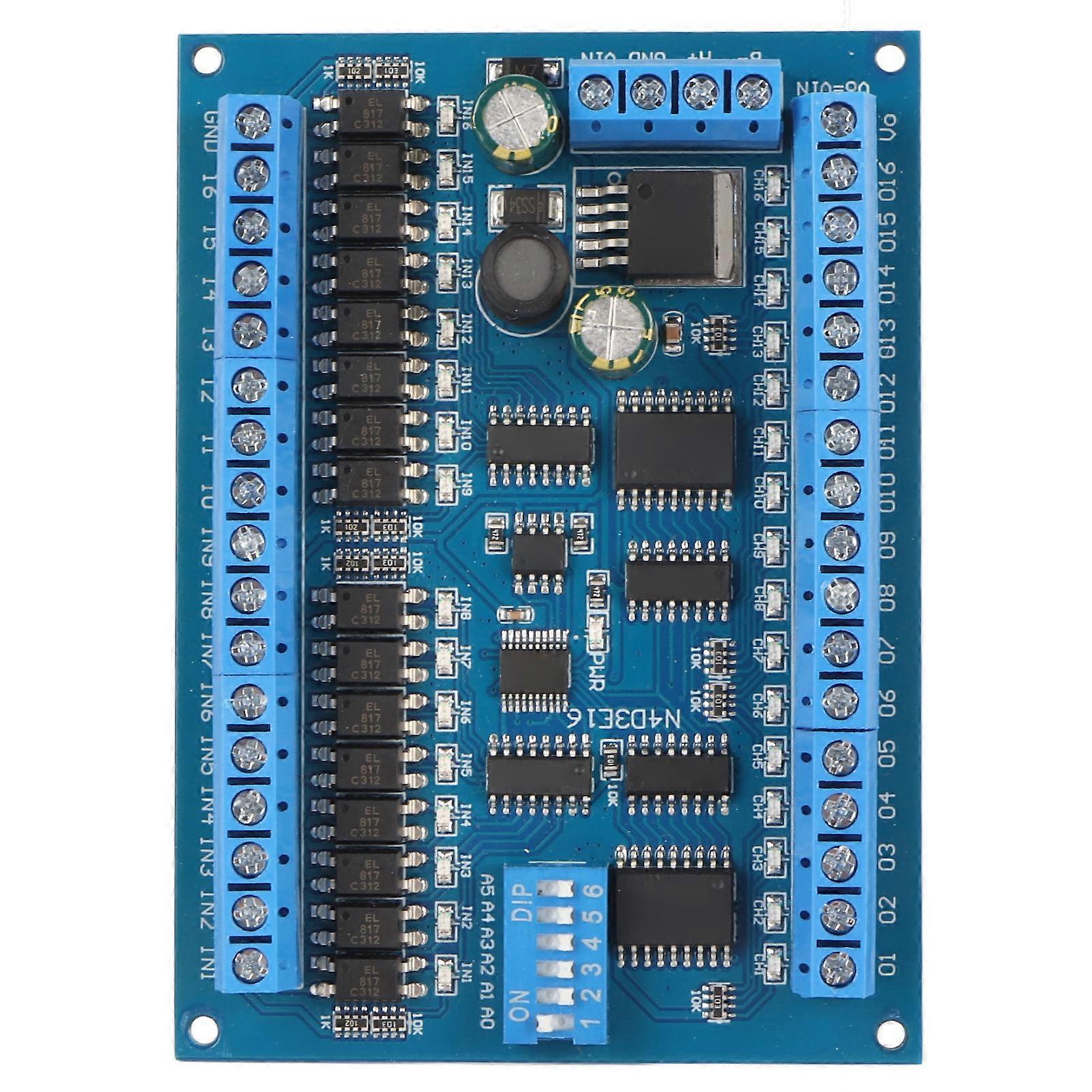 DC 6.5?30V 16 Input 16 Output Expansion Board Multifunctional RS485 Remote Control Switch PLC IO Module 