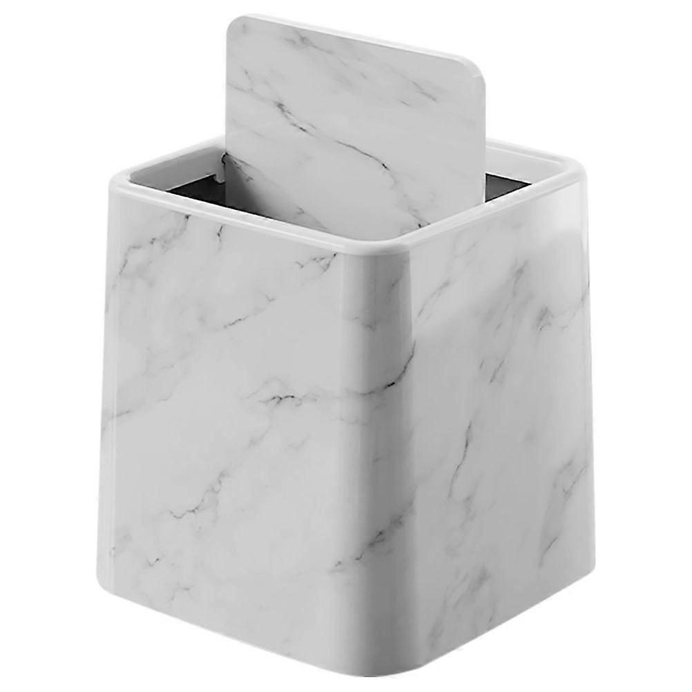 2pcs Marble Pattern Tabletop Trash Can With Swing Lid Decorative Small Garbage Bin Desktop Paper Wastebasket Desk Waste Bin For Bathroom Bedroom Kitch
