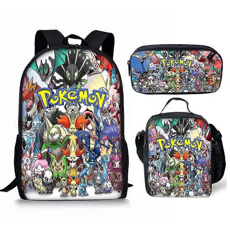 アニメポケモンプリントスクールバッグ子供用バックパックまたはサッチェルまたはペンバッグまたはスリーピースセット
