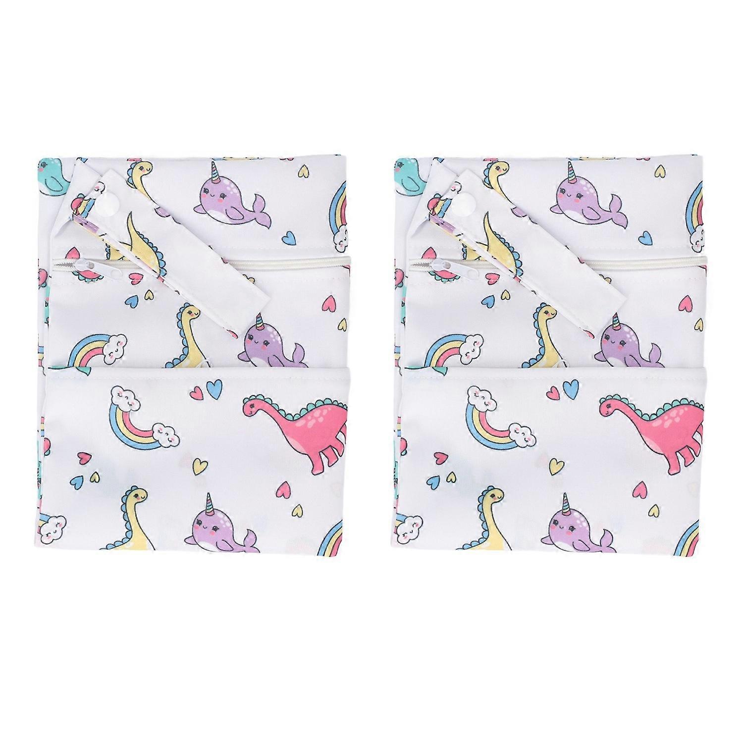 2pcs Wet Dry Bag Waterproof Double Zipper Printed Washable Multifunctional Diaper Wet Dry Organizer