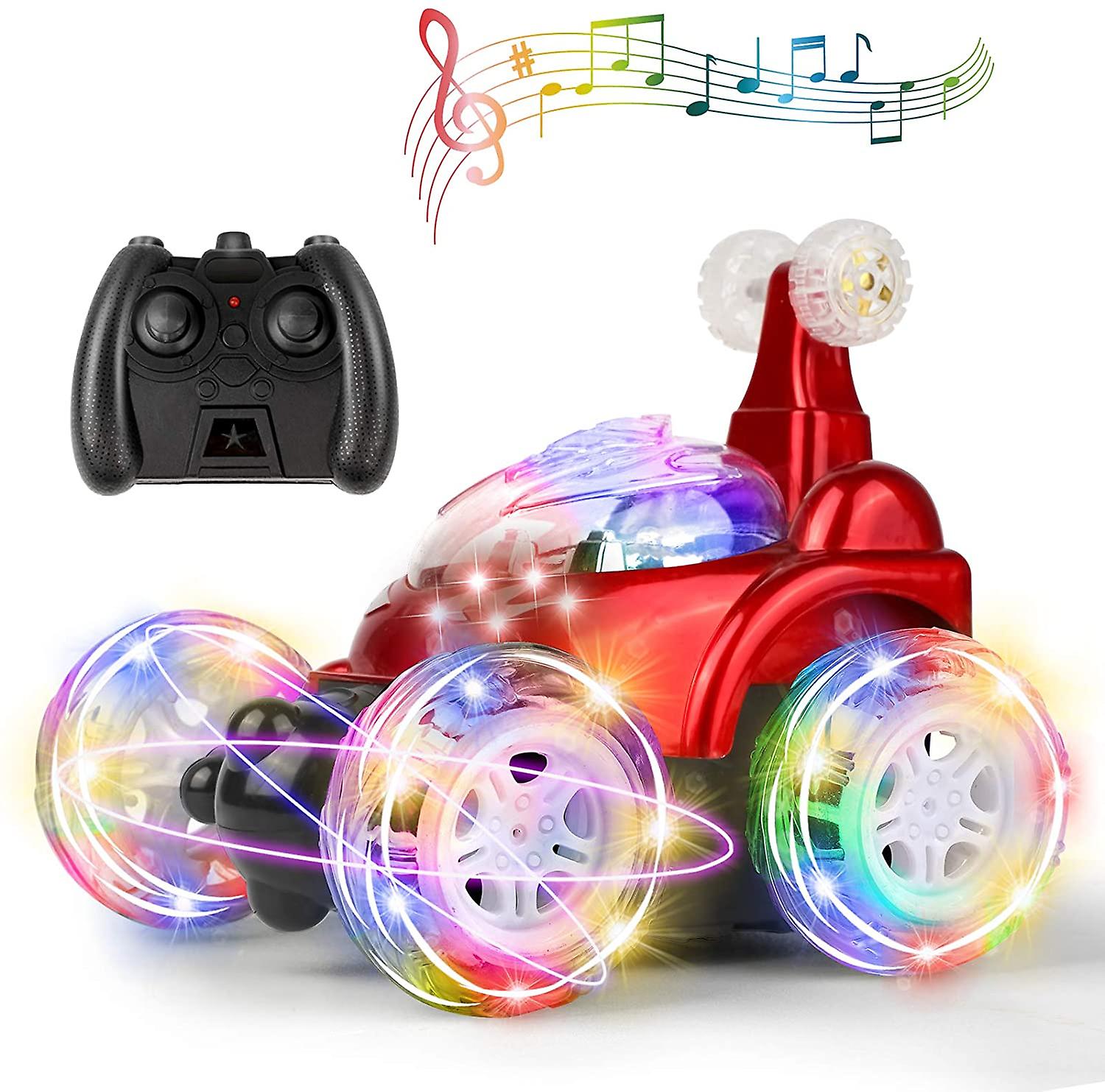 Remote Control Car, Rc Stunt Car Invincible 360rolling Twister With Colorful Lights & Music Switch, Rechargeable Remote Control Car For Boys And Girls