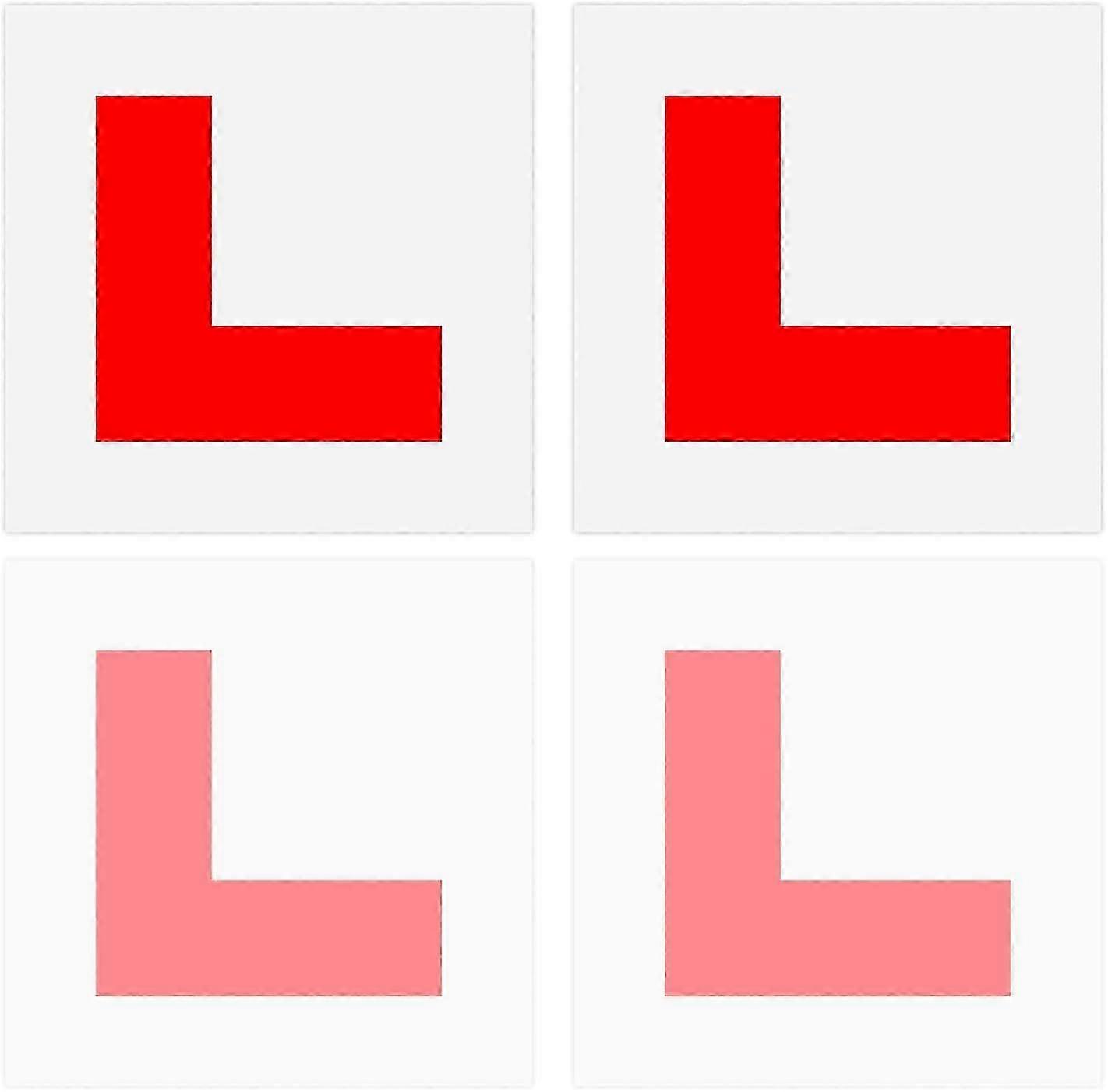 Learner L Plates - 4 Pack Self-Adhesive and Electrostatic Learning Plates for Car Window (17.8 * 17.8CM)