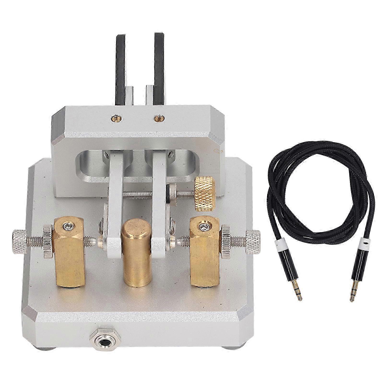 Morse Code Key Double Paddle Automatic CW Shortwave Telegram Tapper for Training Silver