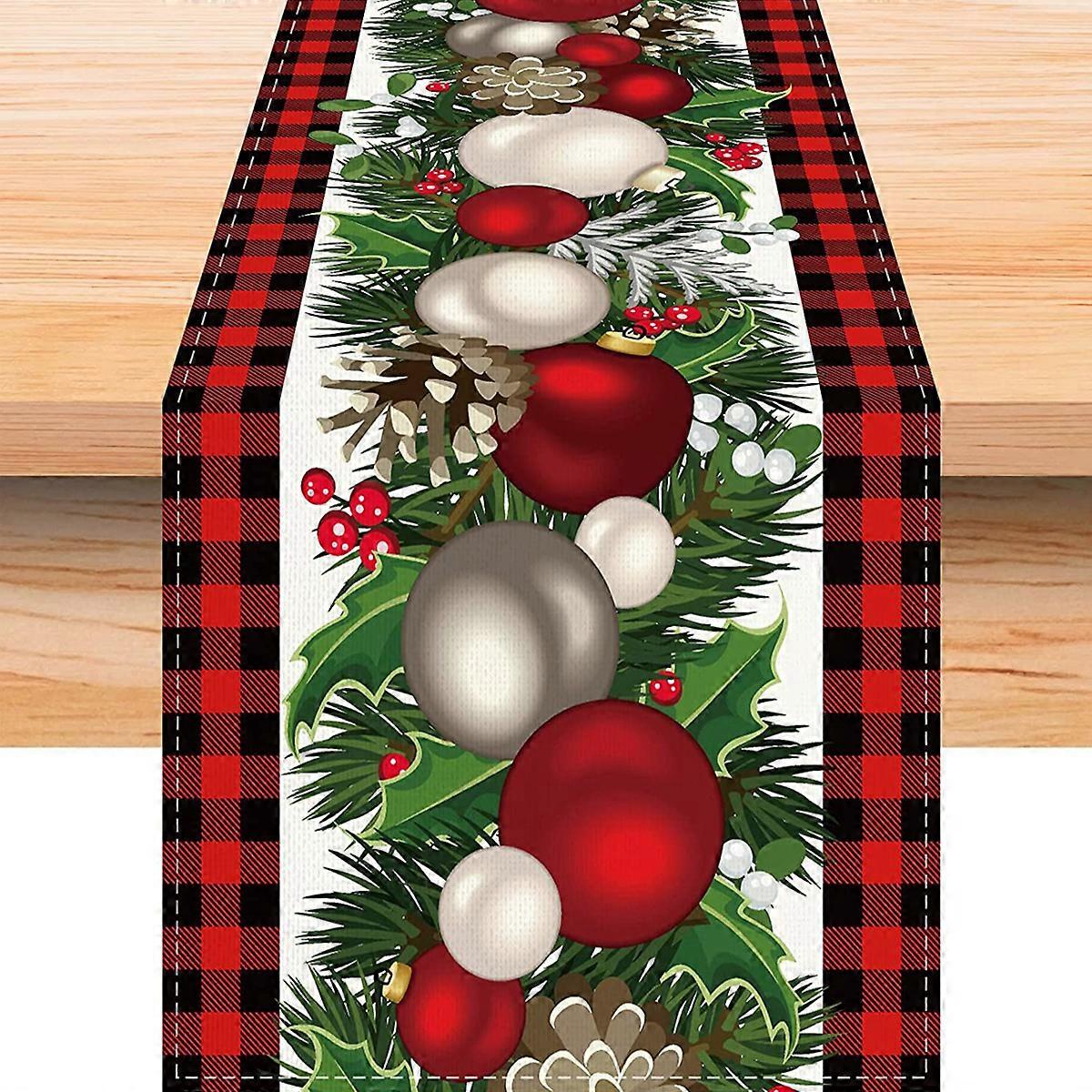table runner, red and black, plaid, christmas