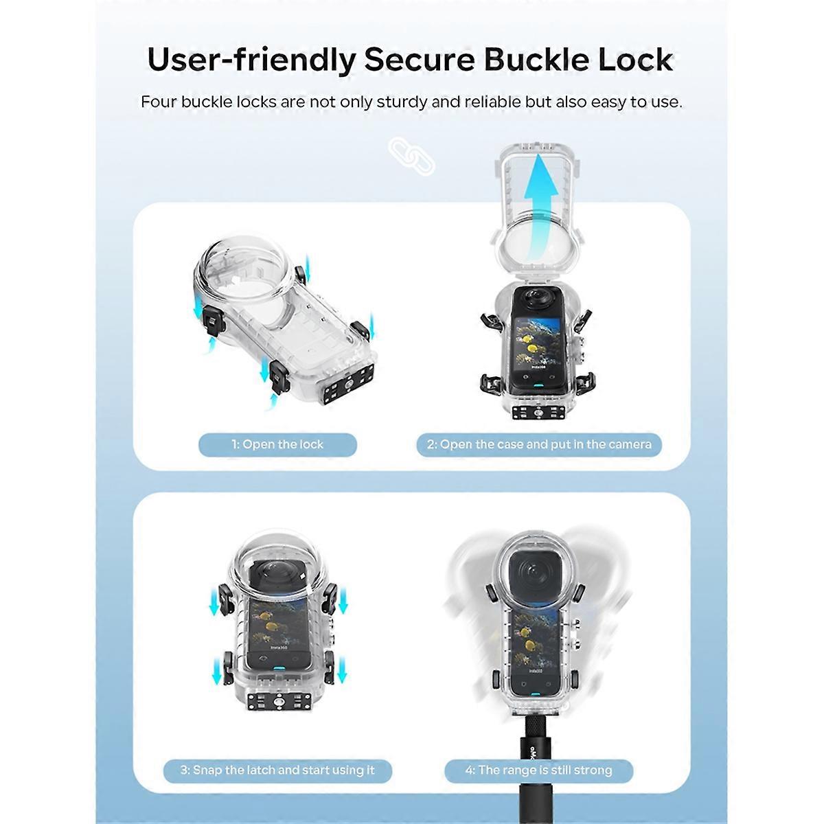 AMAGISN 50M Waterproof Invisible Dive Case for Insta360 X4 Camera