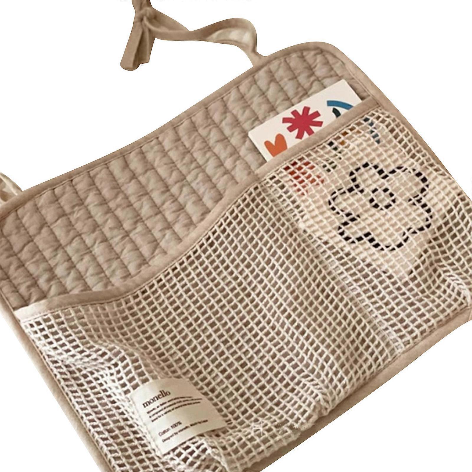 Versatile Hanging Storage Bag Cotton Organize Bag Convenient Diaper & Toy Storage Bag for Baby Cribs & Strollers Gift Khaki