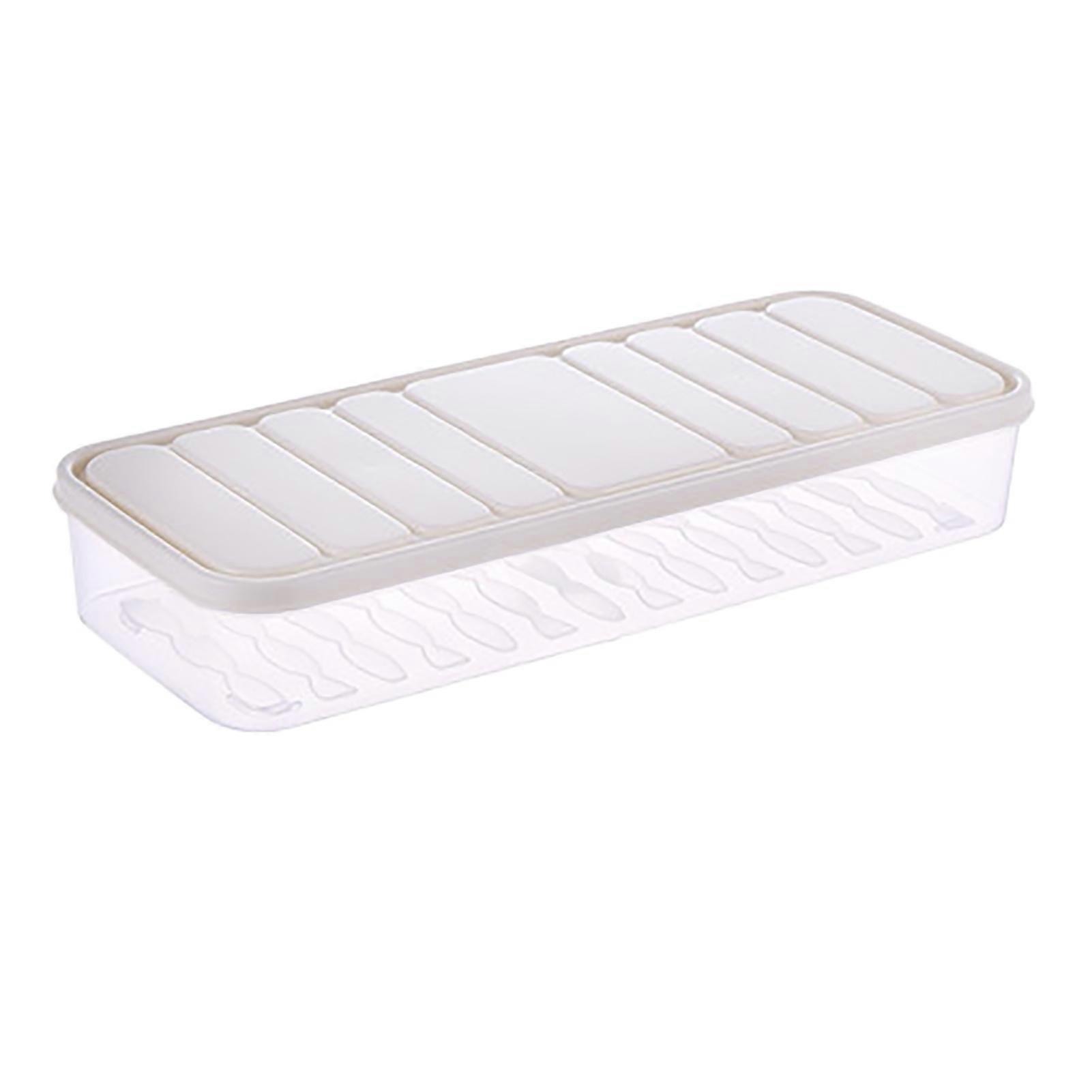 Fridge Dumpling Box Plastic Sealed Rectangular with Lid Dumpling Holder for Home White S Size 